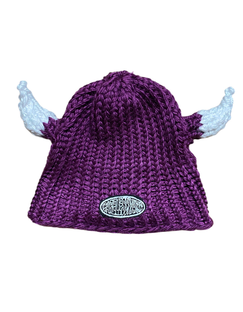 Orchid Purple Viking Crochet Beanie