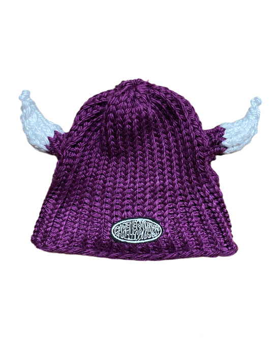 Orchid Purple Viking Crochet Beanie